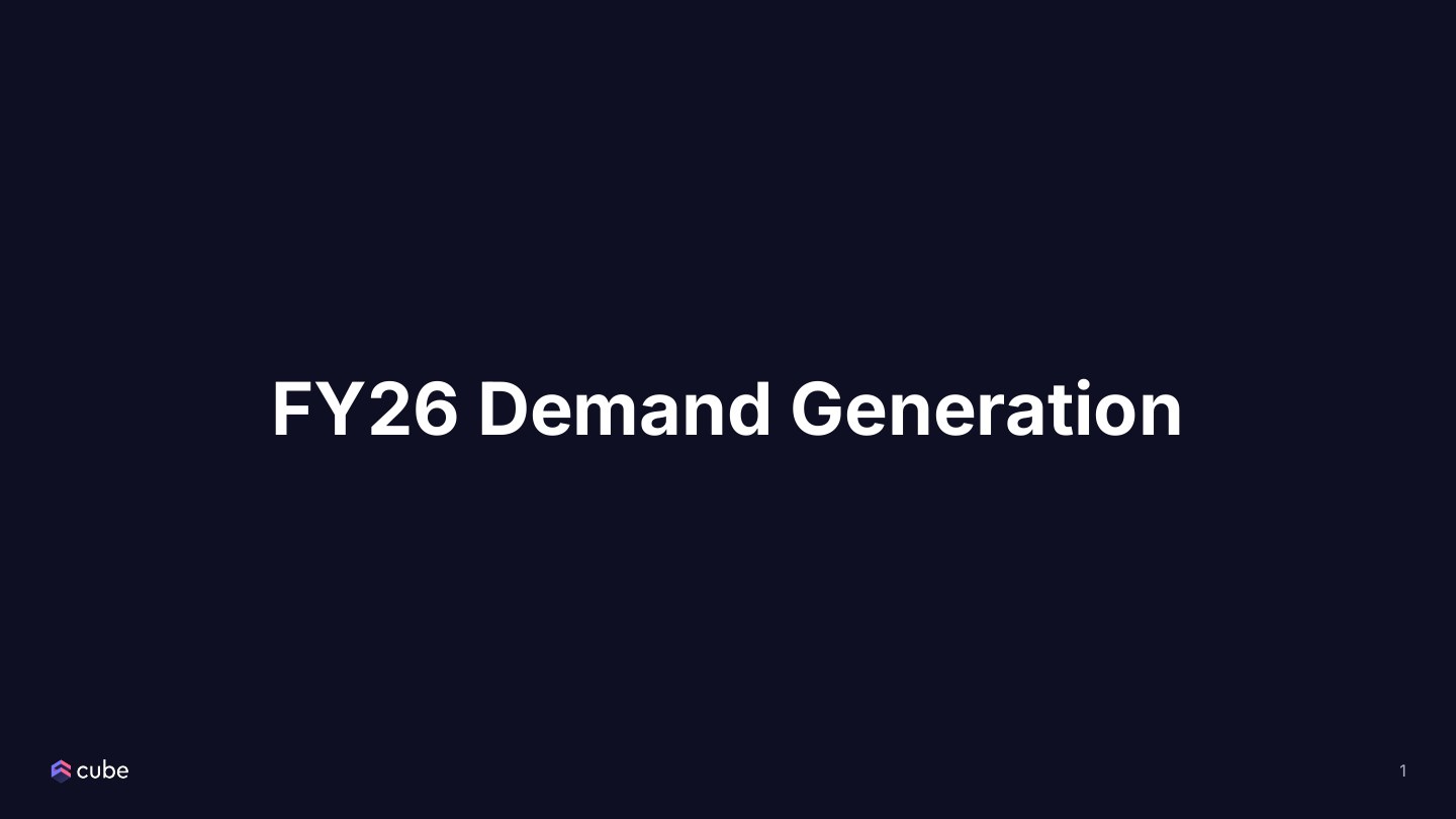 Cover of the FY26 Demand Generation planning deck